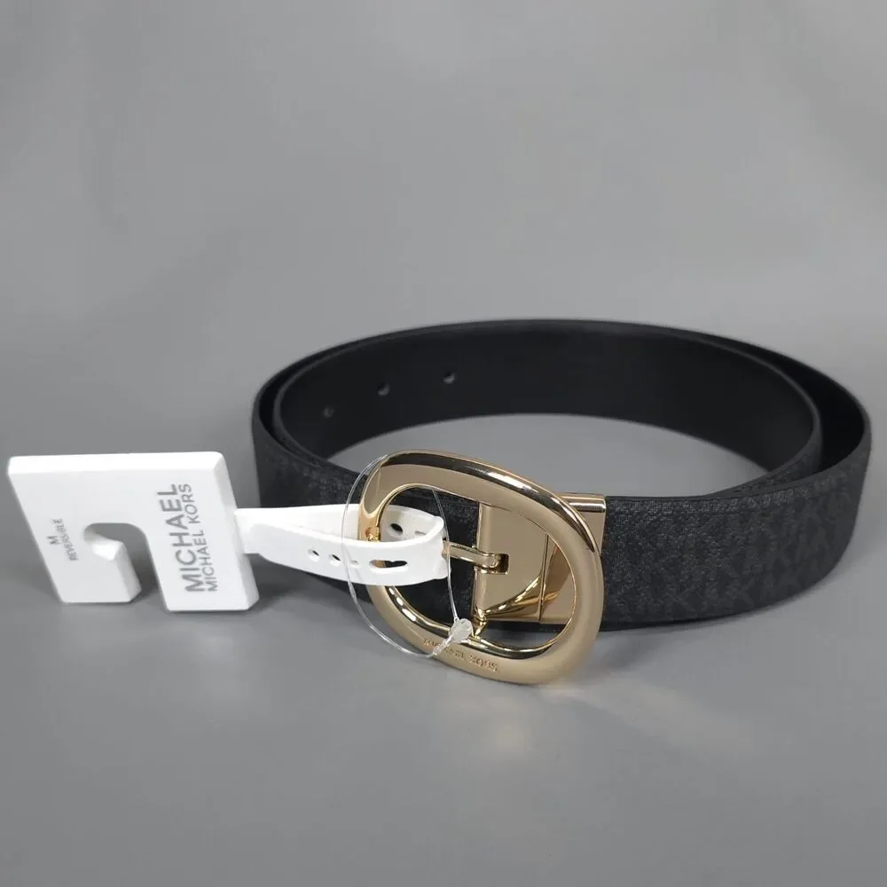 MICHAEL KORS Women’s New Belt Twist Reversible Leather Logo MEDIUM Casual
